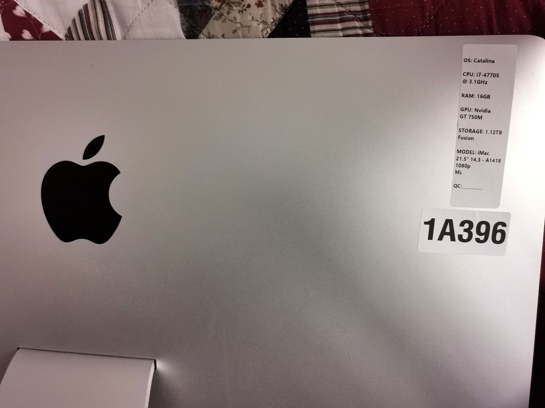 IMac 1418A 21.5, i7  3.1GHz, 16 RAM/128 m.2 +1024GB hdd, Catalina