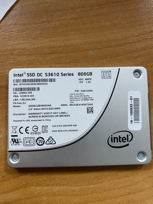 Ssd intel s3610 800gb SSDSC2BX800G4K