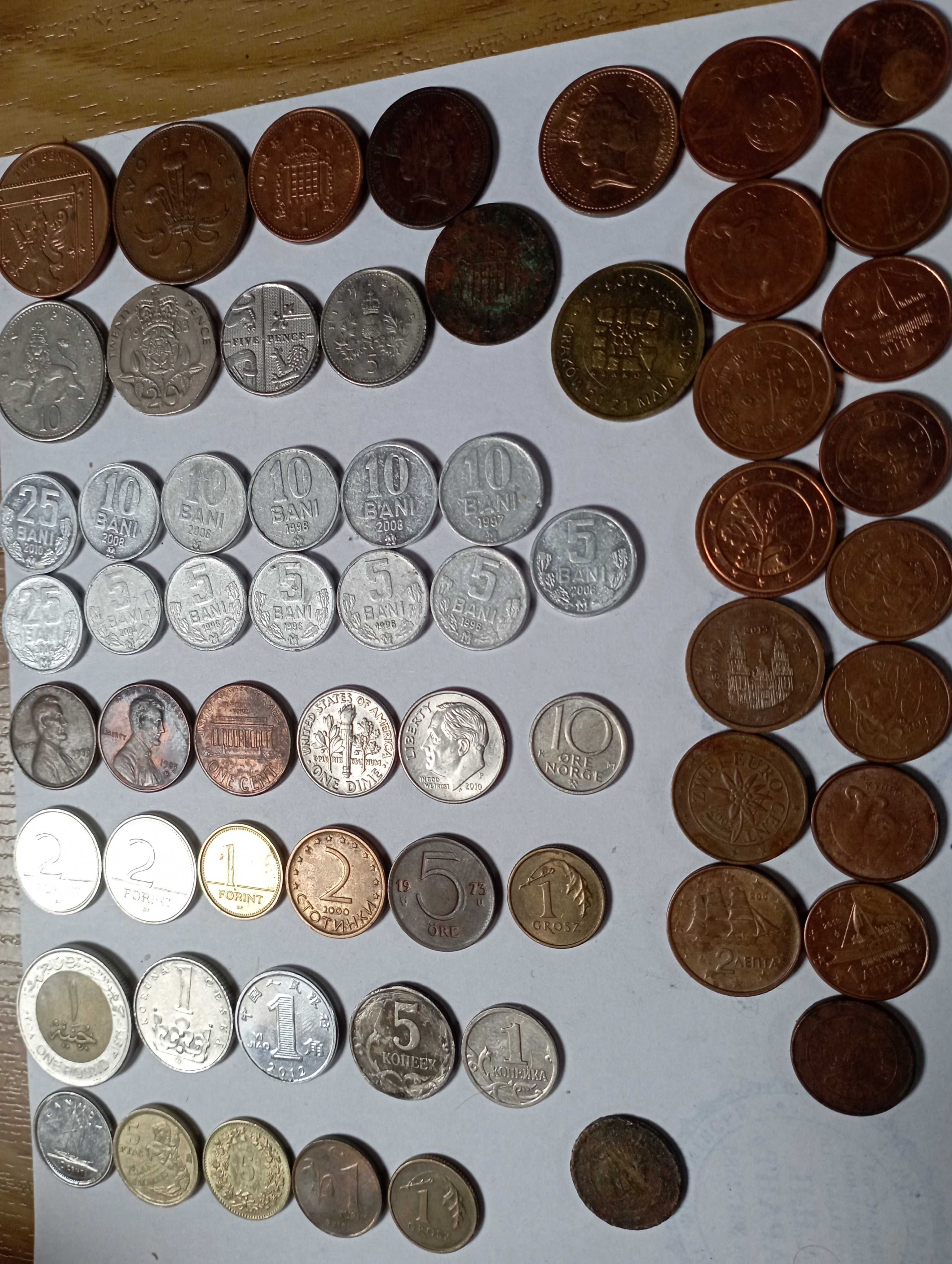 Монети форінти злоті рублі євро центи лит сантим пенс