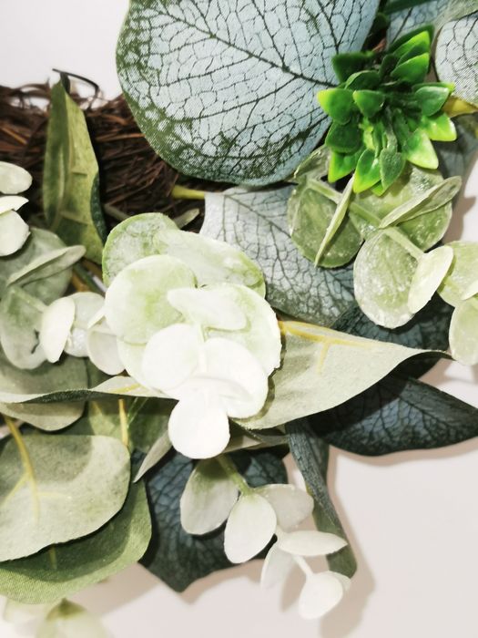 Wianek (sztuczne rośliny) - eukaliptus, bluszcz, bukszpan
