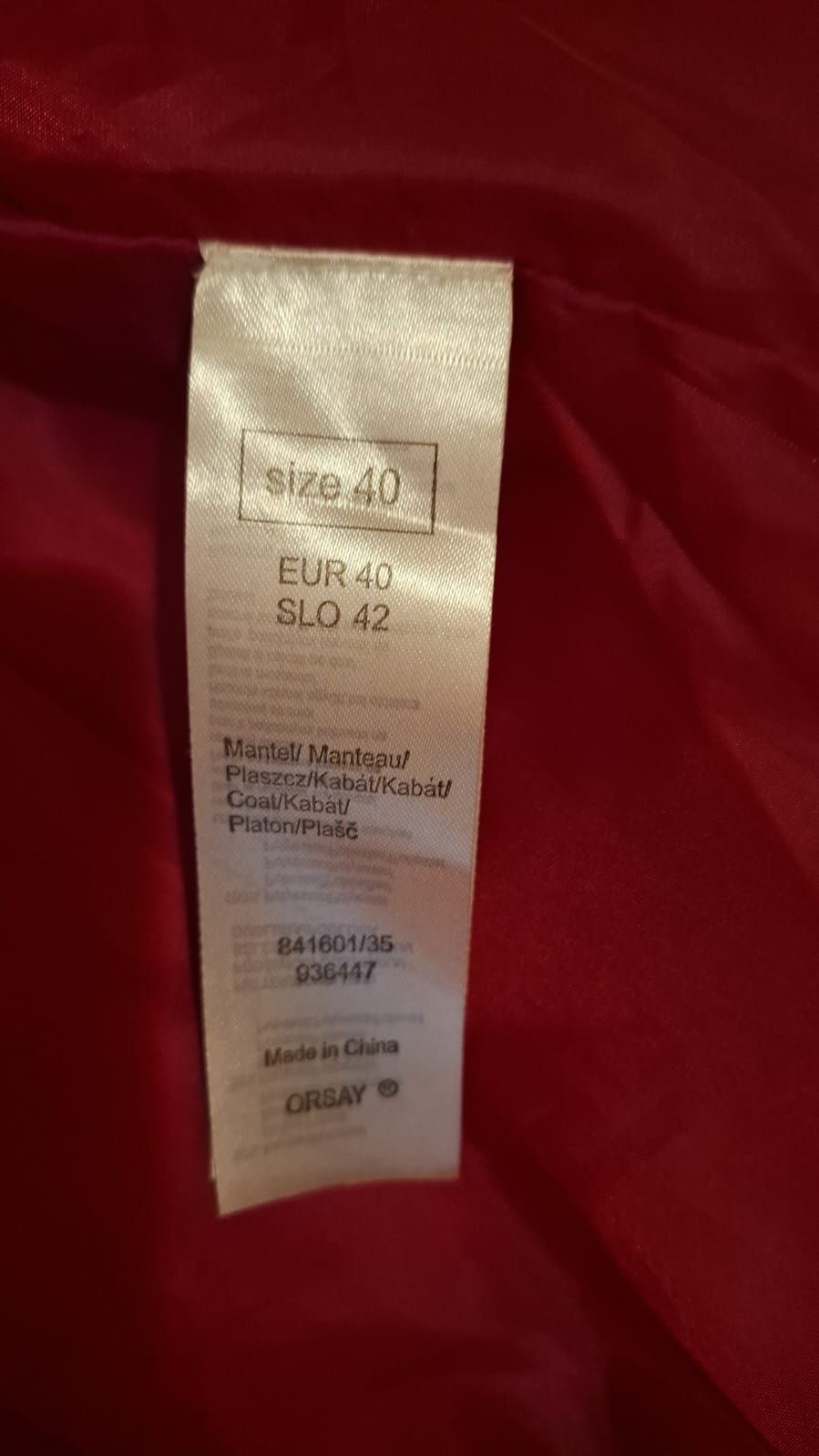 Trencz prochowiec płaszczyk damski Orsay czerwony 40 płaszcz