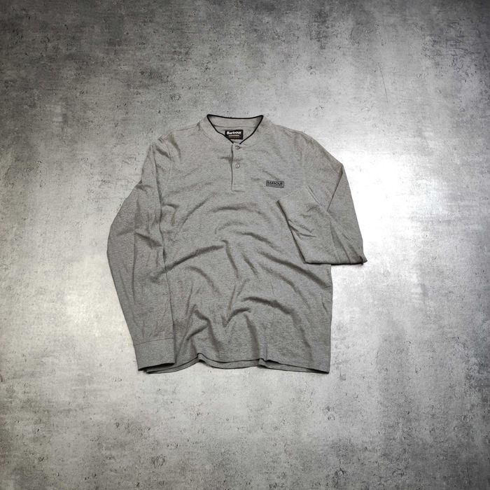 MĘSKA Koszulka polo Elegancka Guziki Barbour Logo Pętelka Długi Rękaw