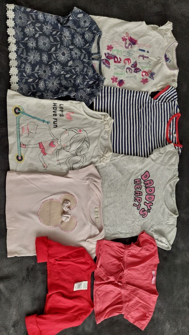 8szt bluzki koszulki T-shirt krótki rękaw całość 74-80
