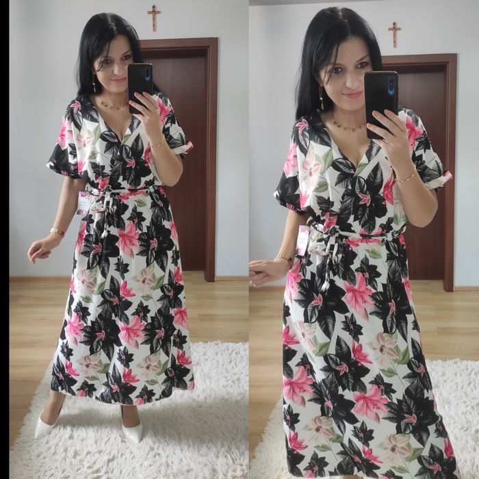 Sukienka długa maxi w kwiaty