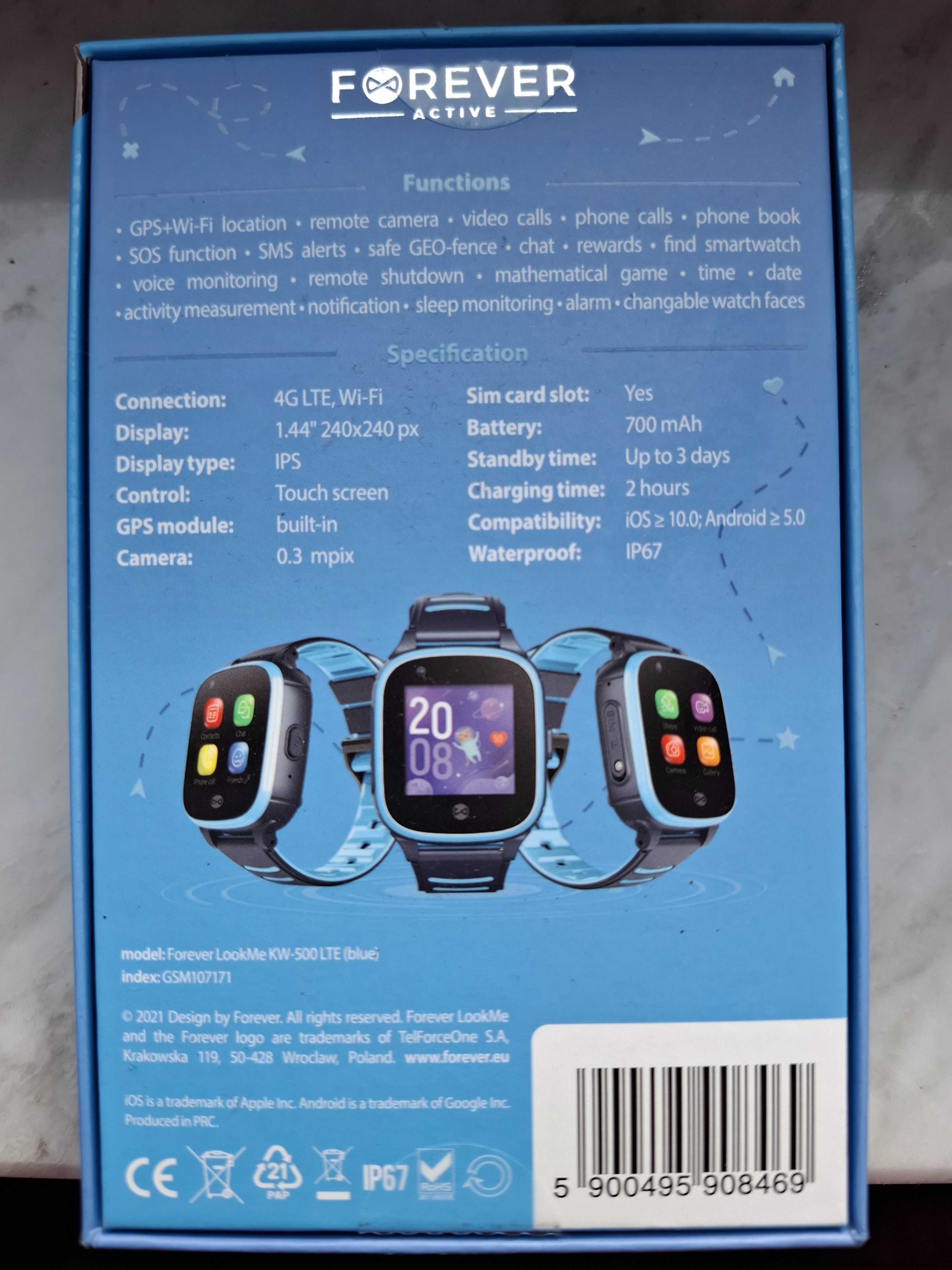 Zegarek Forever KW-500 LTE Smartwatch dla dzieci z GPS i telefonem