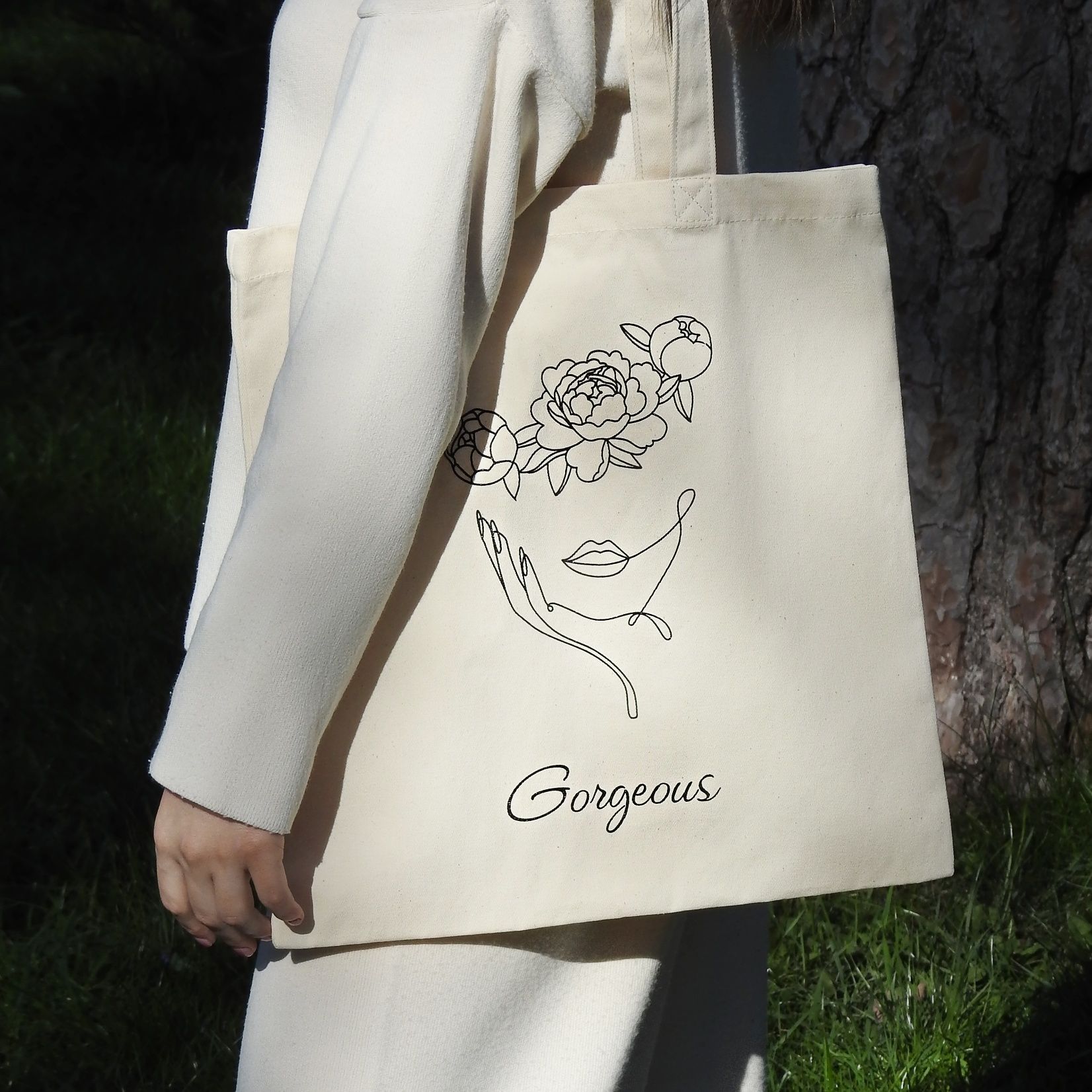 Еко сумка шопер "Gorgeous" жіноча, Бежева 100% бавовна