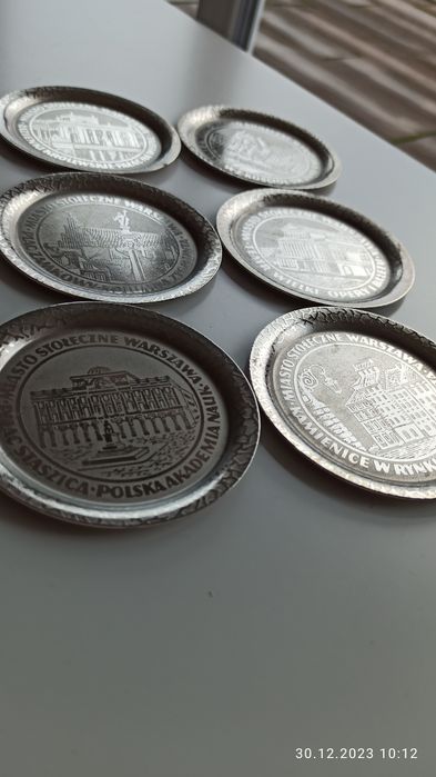 Posrebrzane podstawki PRL tłoczone unikatowa seria stan idealny