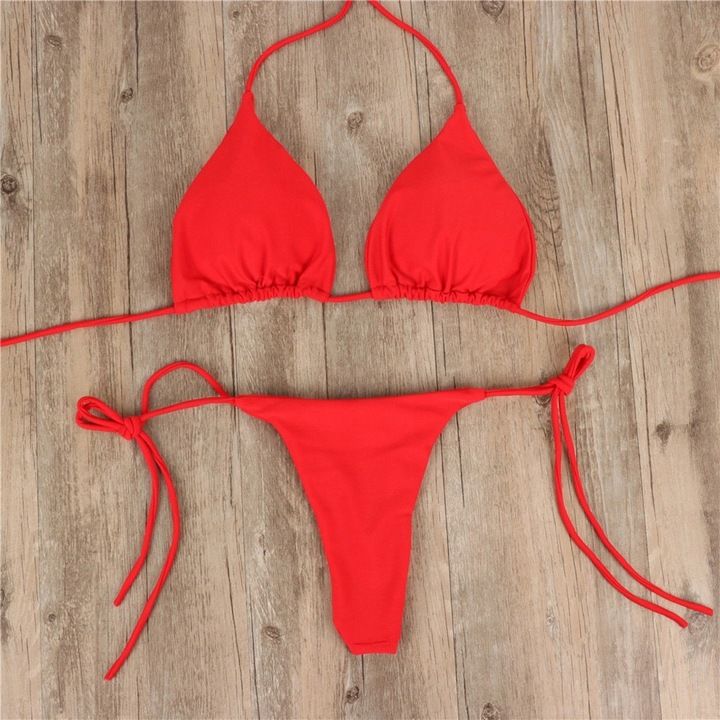 Sexy Strój Kąpielowy Wiązane Bikini Brazylijskie Stringi - M