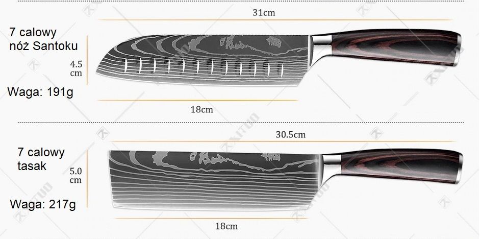 Noże kuchenne- stal damasceńska