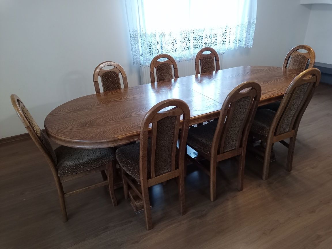 Stół debowy+8 krzeseł