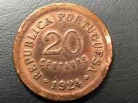 Lote de 3 Moedas de 20 Centavos 1913, 1924 e 1925