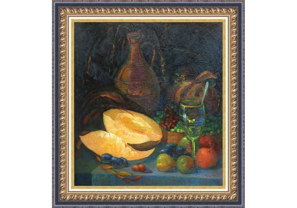 Зоря Галина (1915-2002) Квіти фрукти вино. 1961 р. олія/к 60*53 см