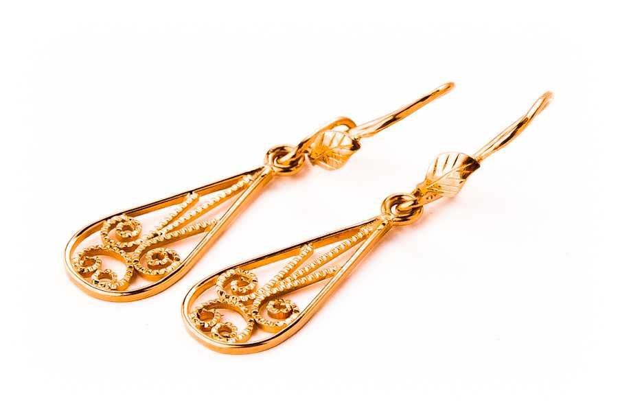 Złote Kolczyki - Filigran - PRL - VINTAGE - 14K - 2,43g - Kraków