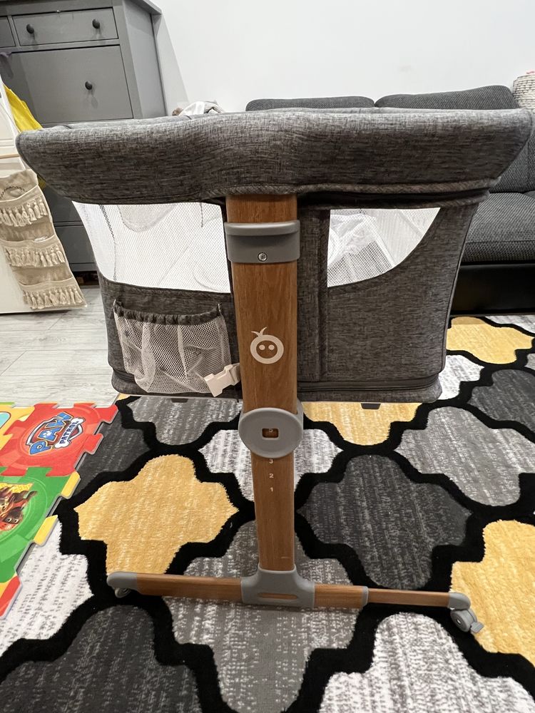 MoMi SMART BED 4w1 - ŁÓŻECZKO DOSTAWNE - materac, pojemnik - szare