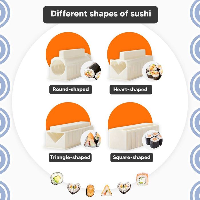 Molde de sushi - cor branca - 8 moldes - 10 peças