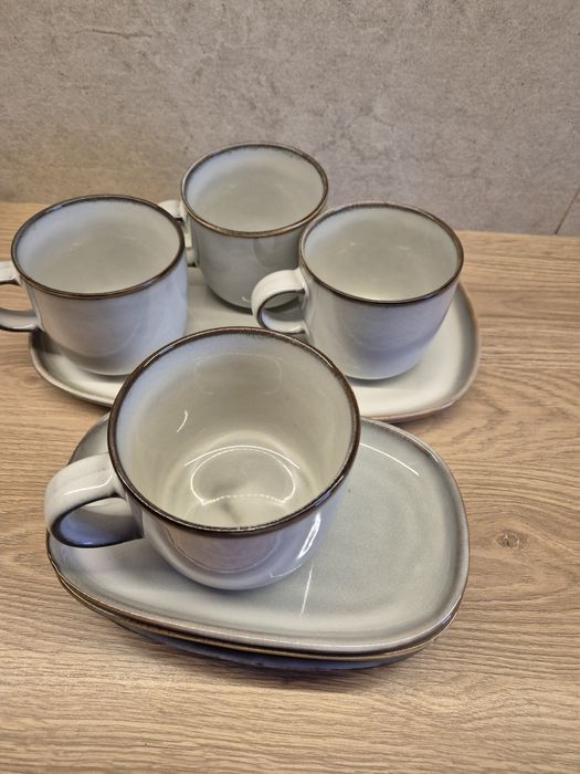 Ikea GLADELIG zestaw kubek talerze półmisek szary