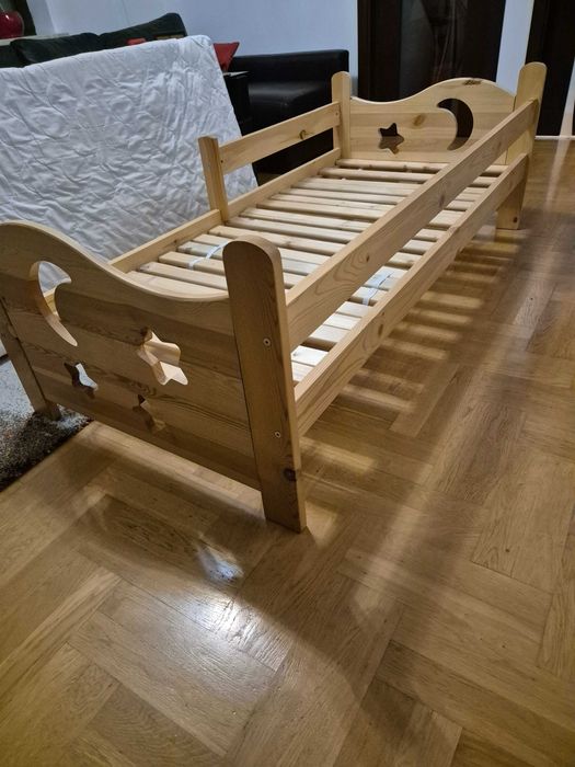 Łóżko drewniane 80/180 dziecięce, stelarz wzmocniony