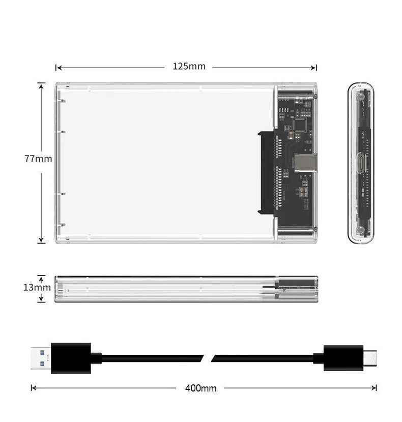 Корпус 2,5" SSD, HDD, TYPE-C, USB 3.0