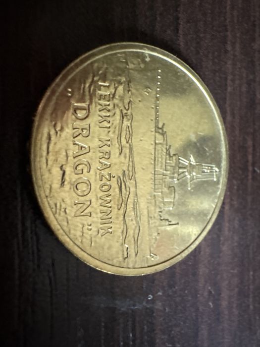 Moneta 2 zlote. Lekki krazownik Dragon