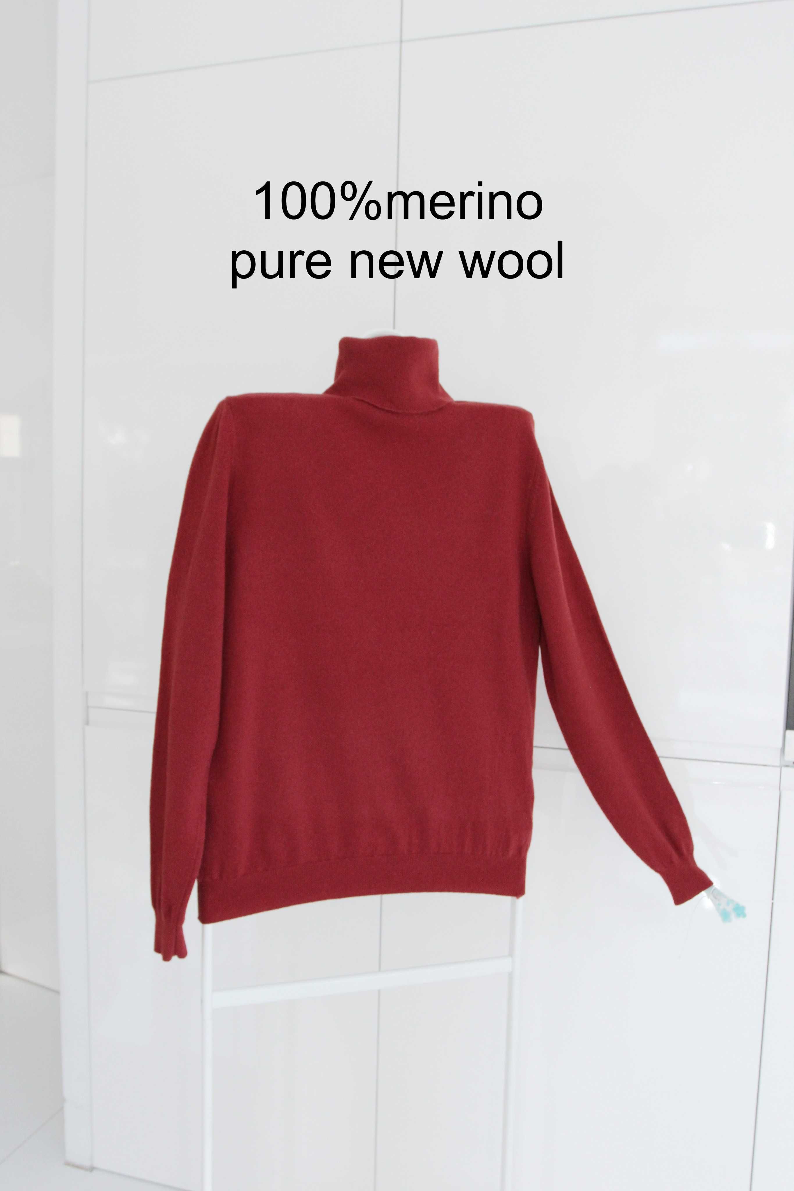 Benetton 100%merino pure new wool bez wad XL
