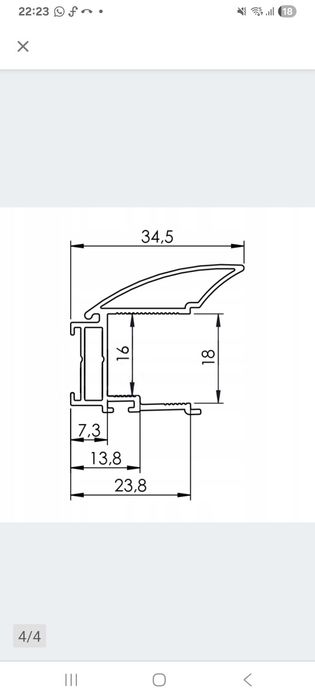 Rączka do szaf drzwi przesuwnych Multiomega Wide 18 aluminium anodowan