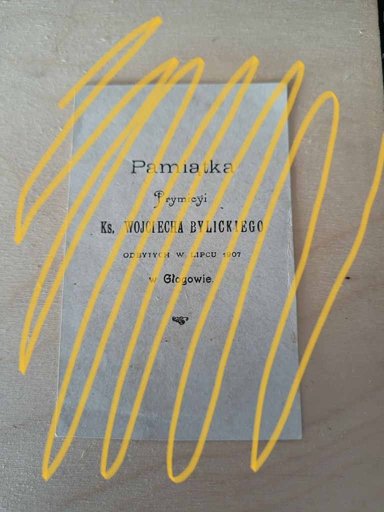 Pamiątka Prymicyi 1907r w Głogowie Sancta Dei Genitrix Ora Pro Nobis