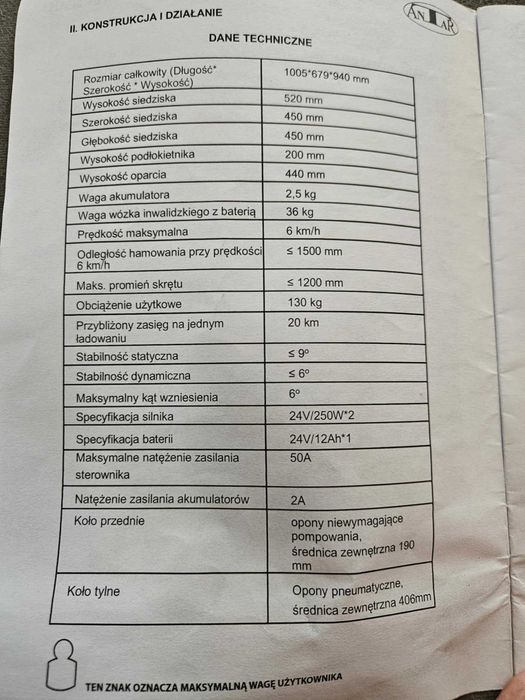 Wózek elektryczny inwalidzki Antar AT52304+ gratis balkonik/chodzik
