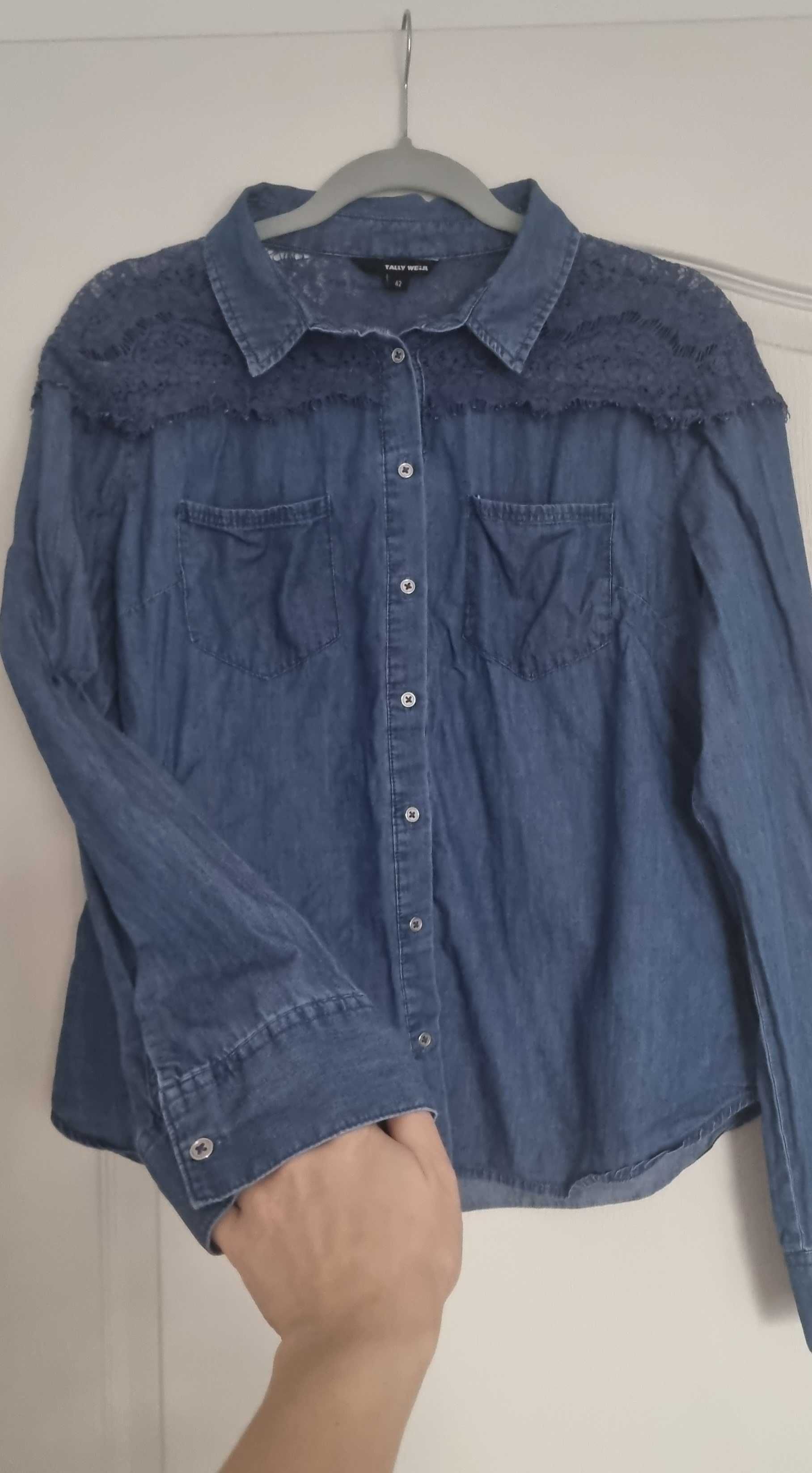 Tally Weijl koszula 42 z koronką niebieska/jeans