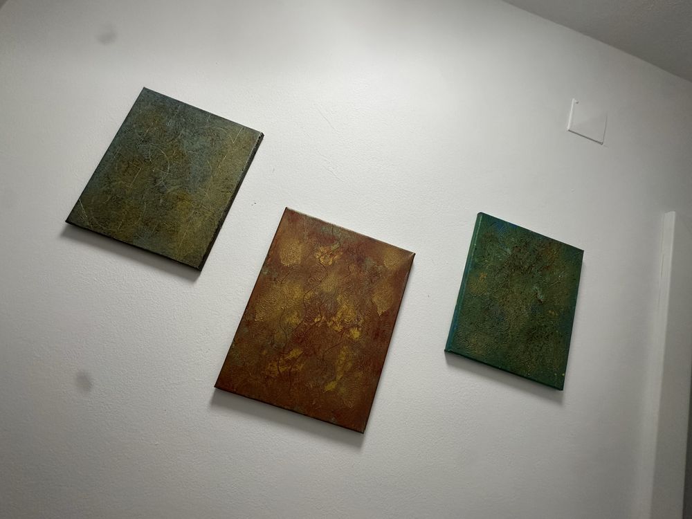 Conjunto de 3 quadros abstratos