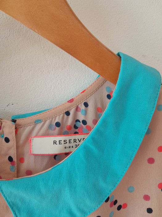 Reserved bluzka koszula vintage shirt dots w groszki w kropki kolorowa