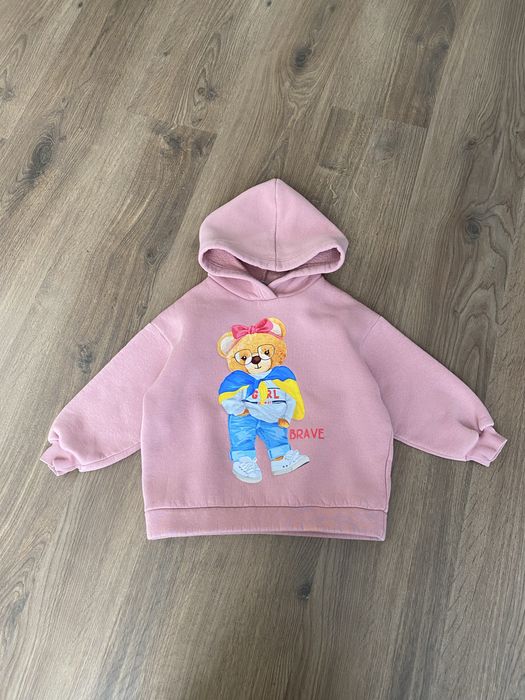 Тепле стильне рожеве худі з капюшоном на флісі Mevis