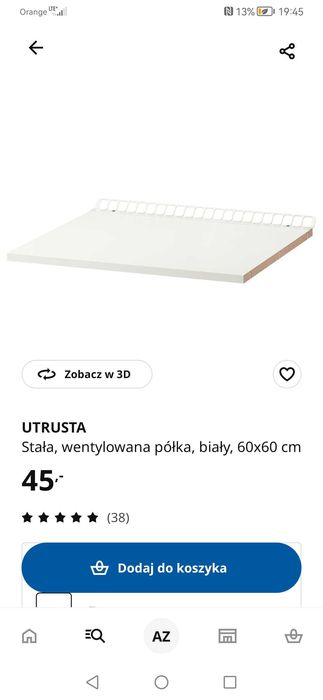 Ikea Utrusta stała wentylowana półka 60x60 uszkodzona