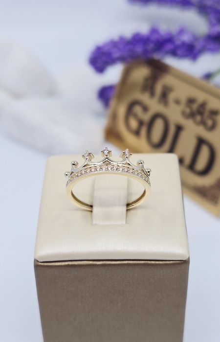 Złoty pierścionek korona próba 585 14k