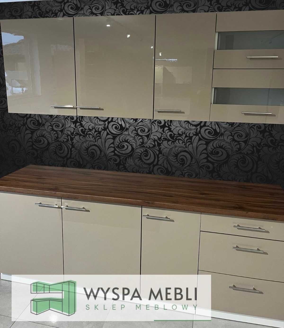 NOWA kuchnia meble kuchenne na wymiar 230x370cm biały połysk szary
