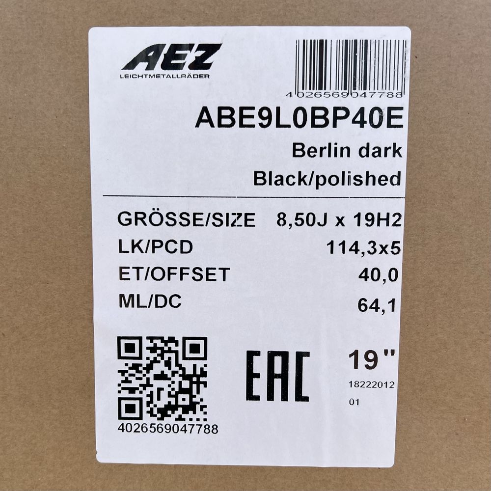 5х114.3 r19 абсолютно нові диски AEZ Berlin dark  Tesla model 3, Y
