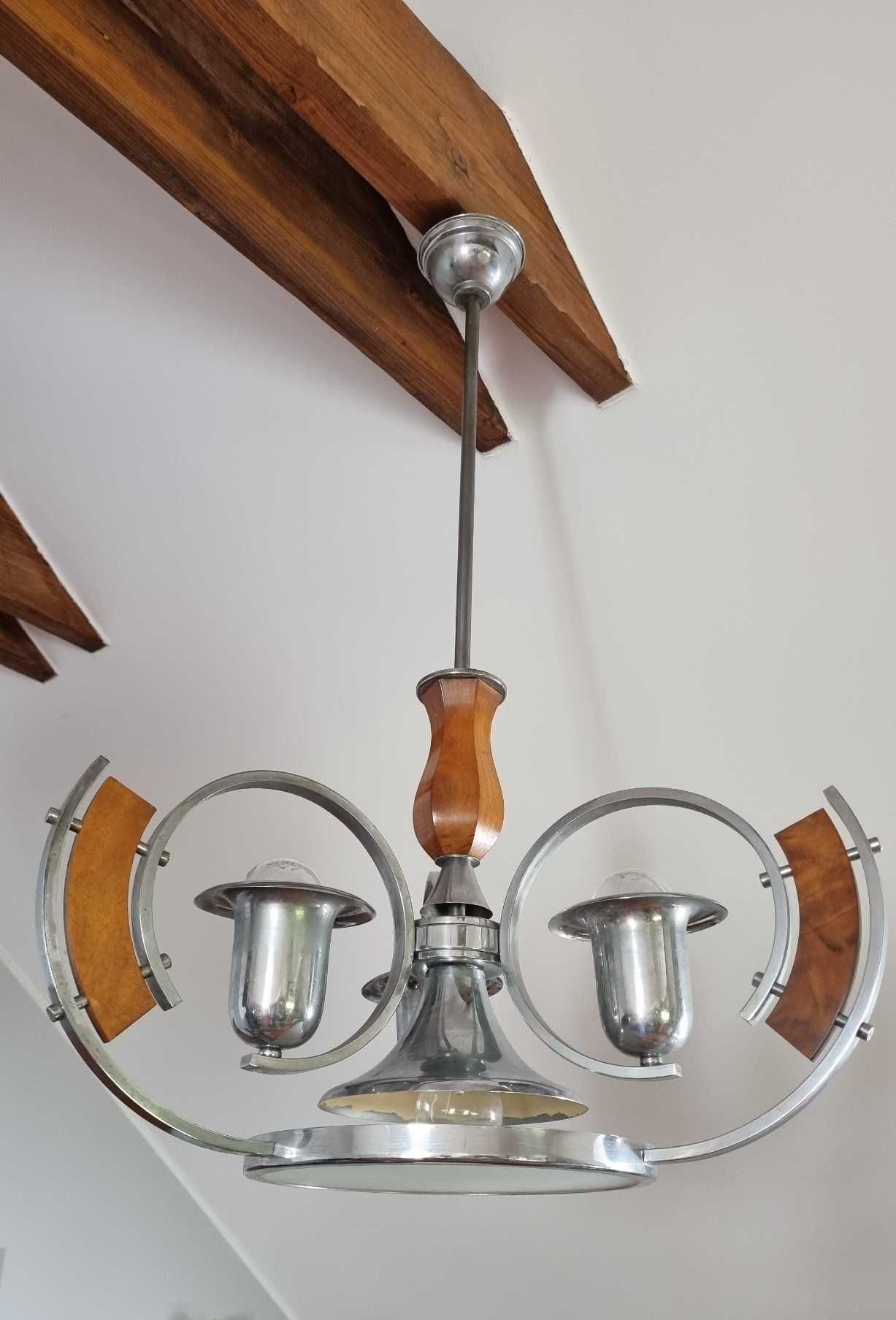 Żyrandol Lampa Bauhaus rasowe Art Deco Czechosłowacja lata 30 design