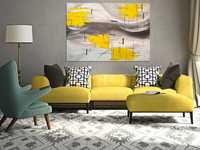 Obraz akryl 70x100 cm abstrakcja sztuka nowoczesna żółty, czarny