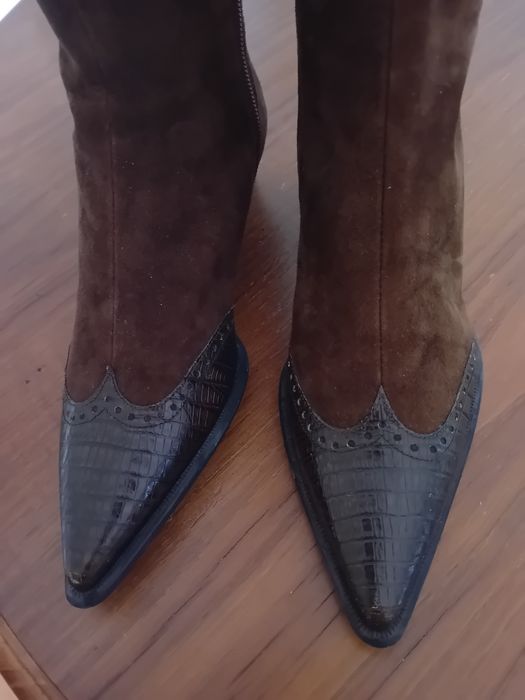 Botas senhora 35 , pele camurça, como novas