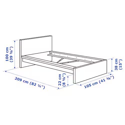 MALM Estrutura de cama, branco/Luröy, 90x200 cm (como nova)