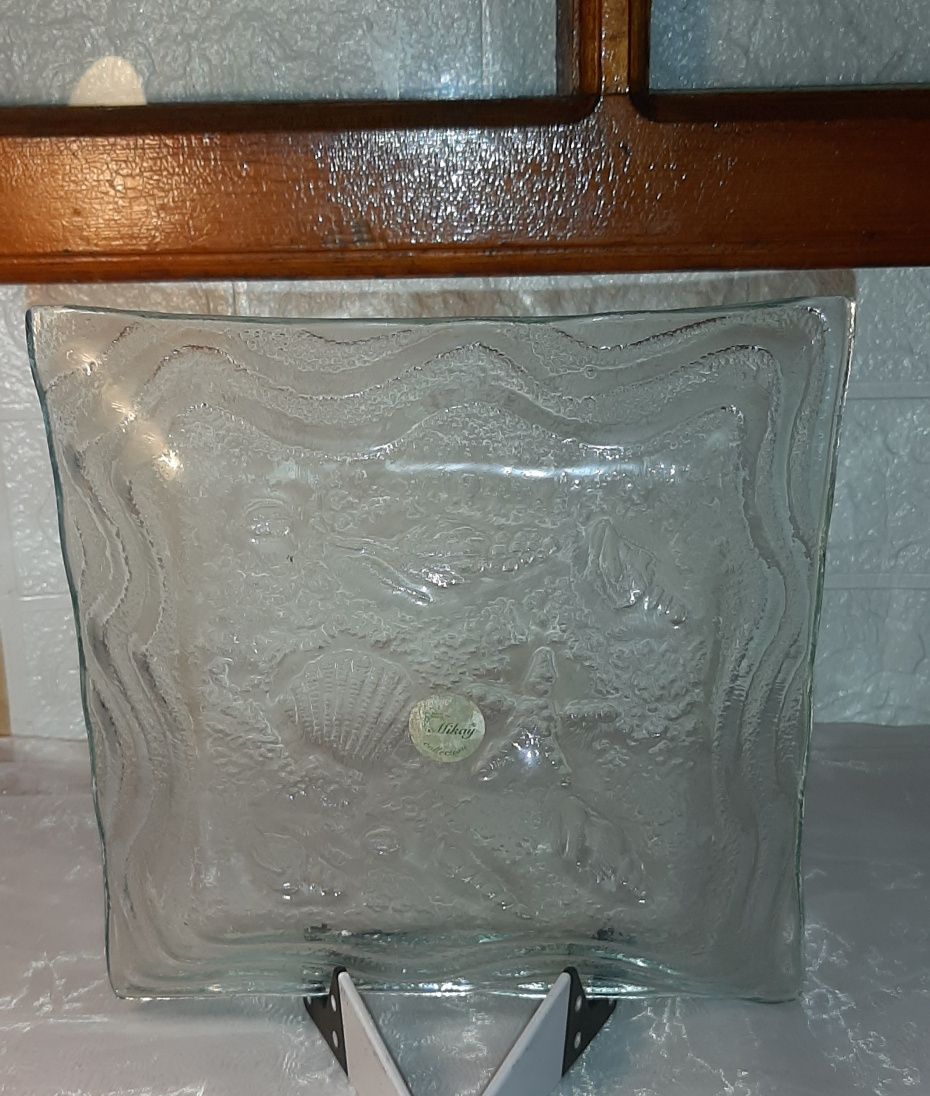 Kwadratowy talerz szkło Mikay Collection glass