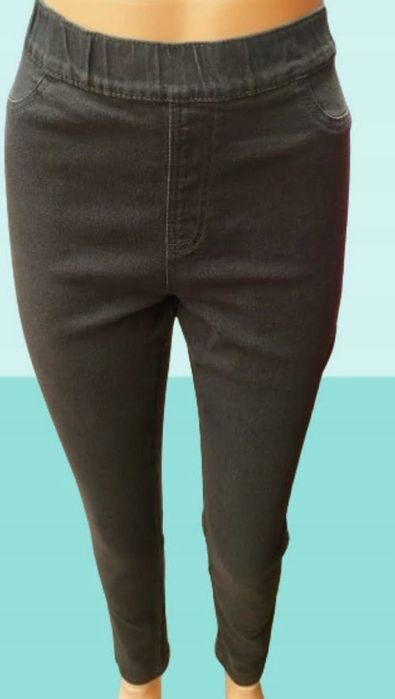 spodnie janina jegginsy elastyczne wysoki stan 42 (xl) jasne czarne