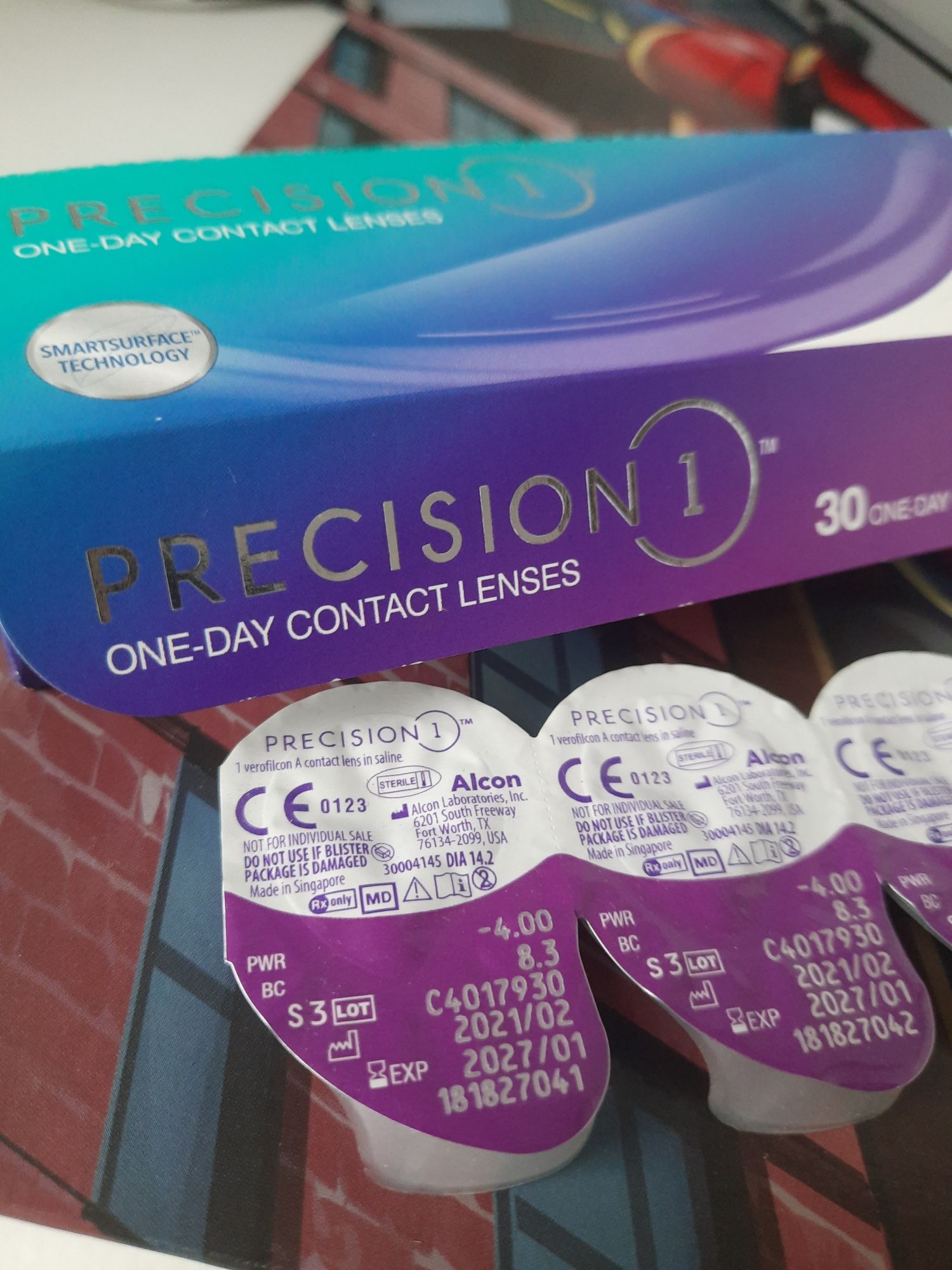 Soczewki jednodniowe -4.00 precision 1 one-day contact lenses alcon
