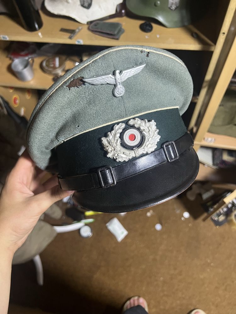Czapka niemiecka służbowa wehrmacht schirmmutze 3 rzesza hełm bagnet