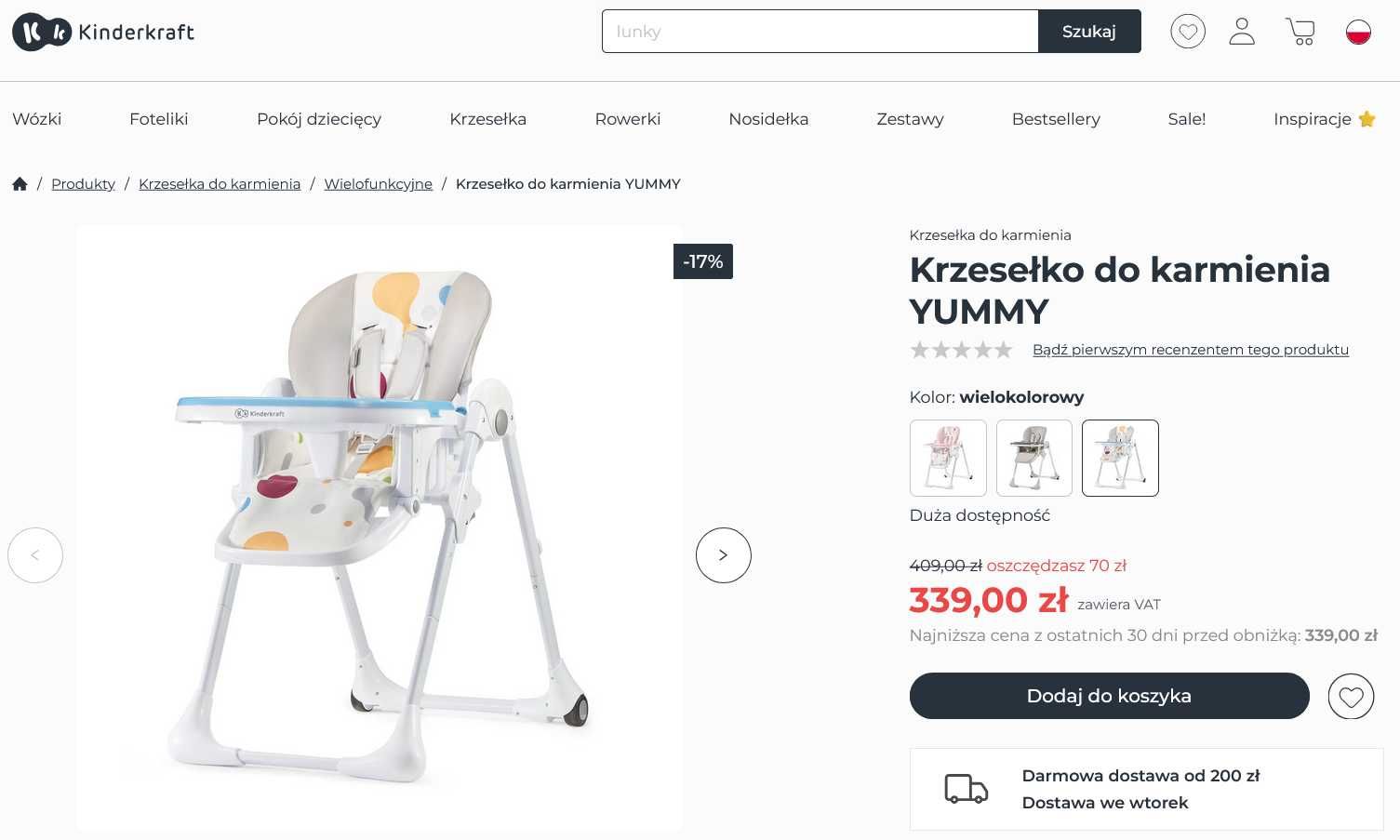 Kinderkraft Krzesełko do karmienia YUMMY multi
