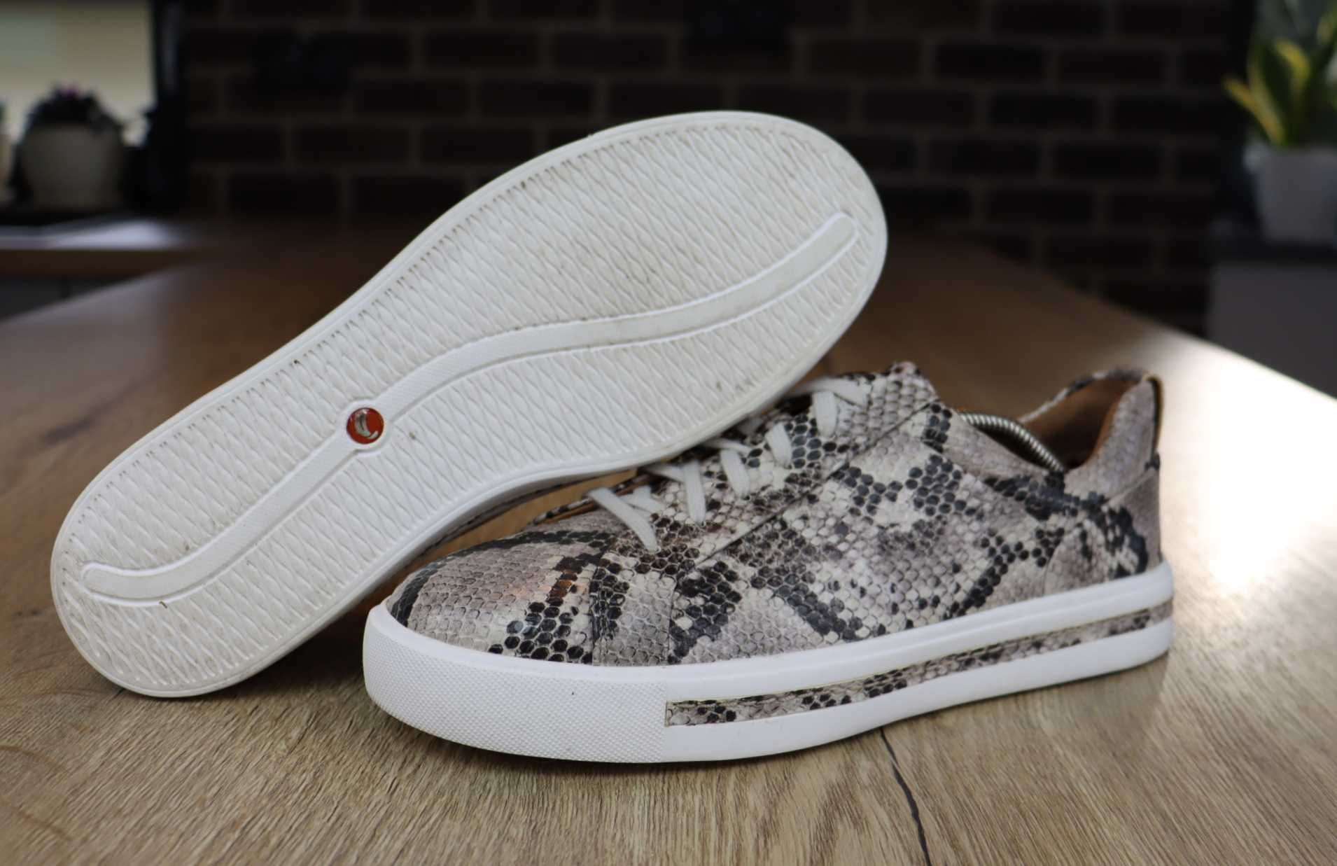 Clarks skórzane damskie sneakersy 37 (23,5 cm)