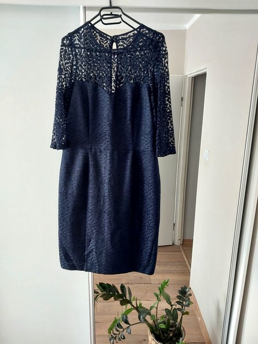 Granatowa sukienka Koronkowa Next Sukienka z koronki rękaw 3/4  XXL/16