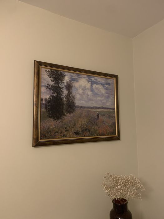 Obraz claude monet pole maków reprodukcja dodatkowa rama brązowo złota
