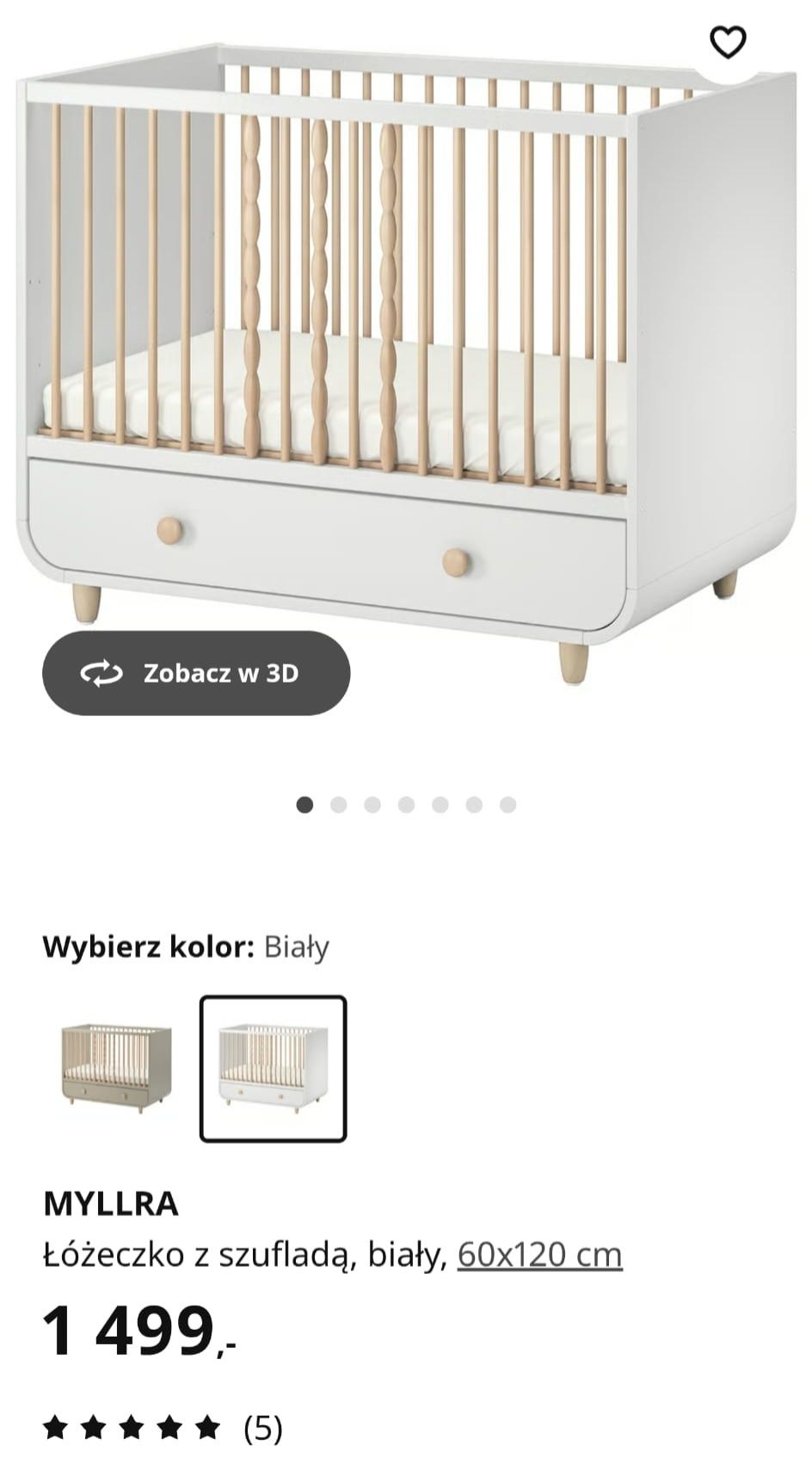 Jedno łóżeczko dziecięce ikea MYLLRA