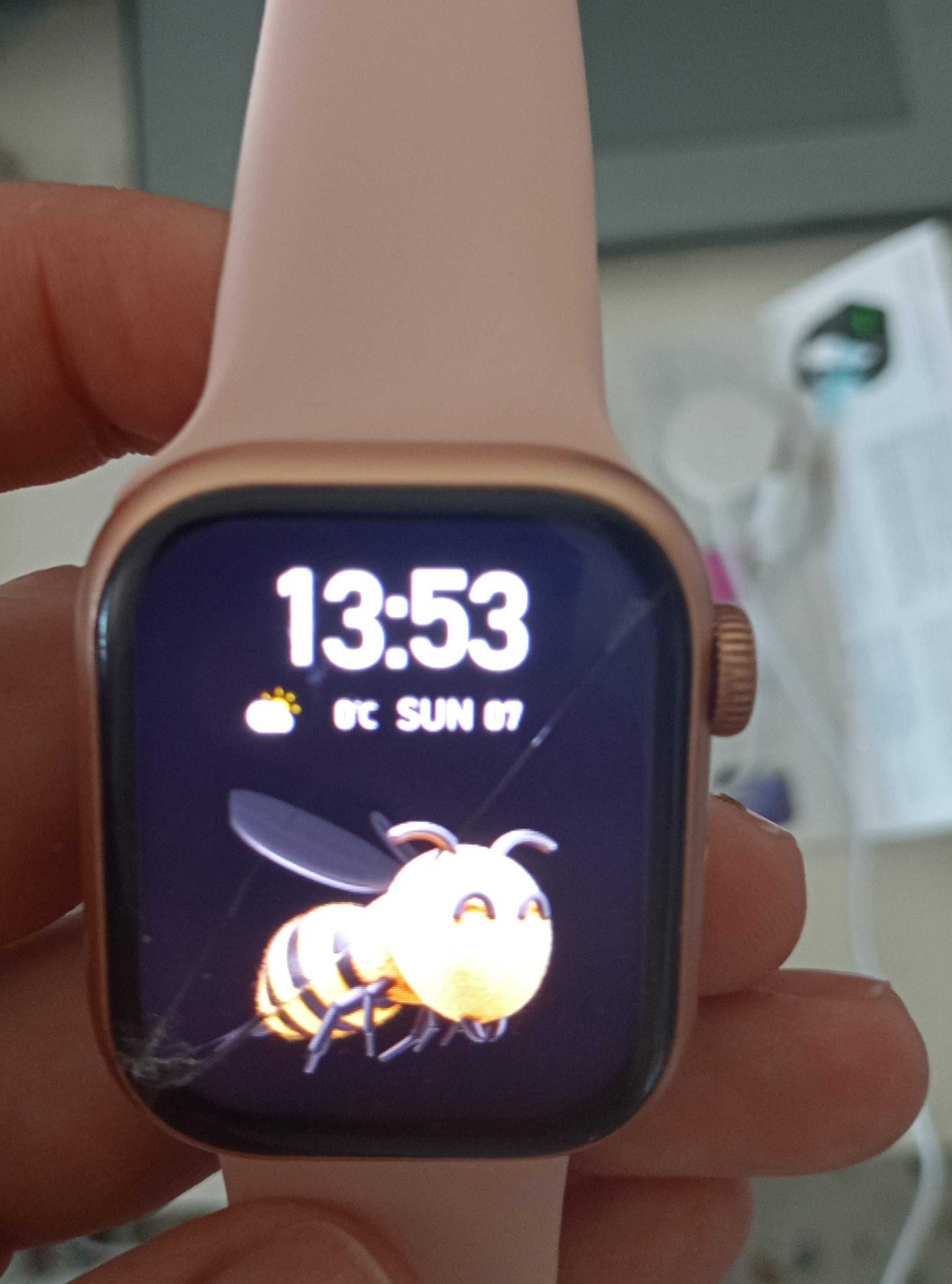 Смарт годинник міні 9 серія блідо-рожевий ремінець плюс золото smart