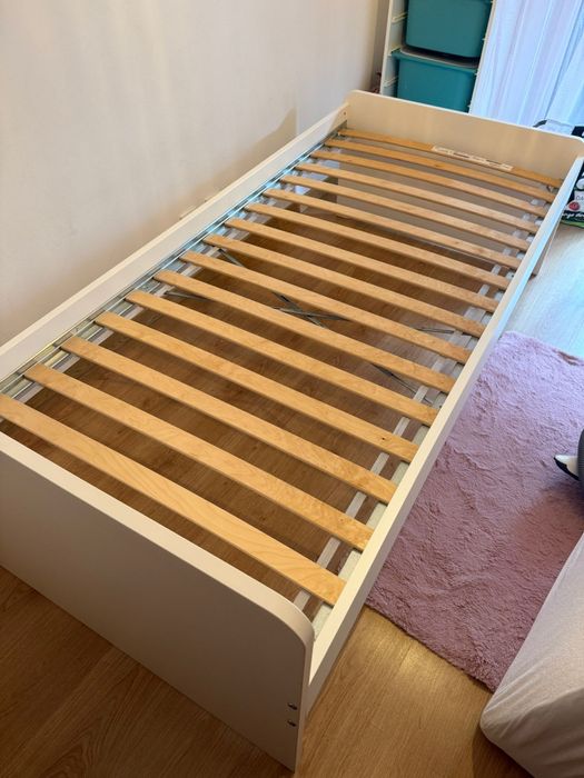 SLAKT Estrutura cama c/estrado ripas, branco, 90x200 cm
Estrutura cama
